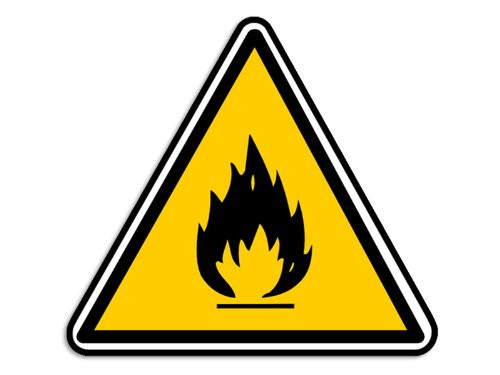 American Vinyl Caution Triangle Flammable Logo Sticker -Business Symbol-