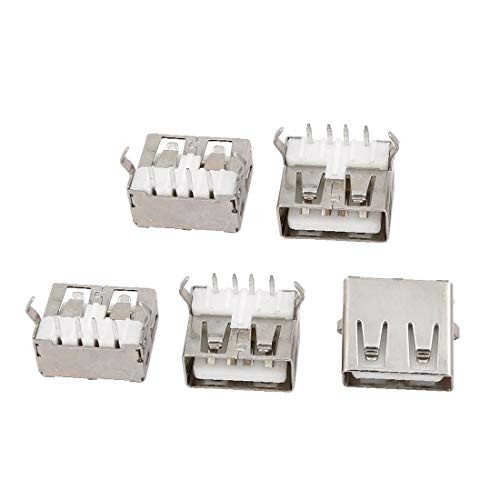 New Lon0167 5 Pcs Featured USB 2.0 Type-A reliable efficacy 90 Degree Female Jack Crooked Leg PCB Socket Connector-id505 ba 1e 367-