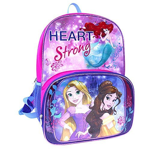 Disney Princess "Heart Strong" Rapunzel, Belle & Ariel Backpack & Lunch Bag Set