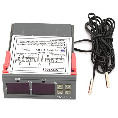 Nitrip STC-3008 Dual Display Dual NTC Probe Sensor Digital Temperature Thermostat Controller-110-220V-