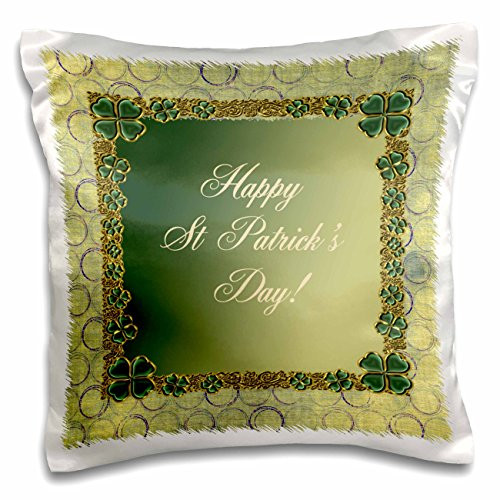 3dRose Jewel Look Four Leaf Clover Circles Blessings outnumber shamrocks that grow - Pillow Case 16 by 16-inch -pc_180857_1-