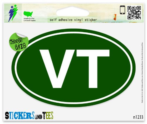 Vermont VT State Green Oval Vinyl Car Bumper Window Sticker 5 inch x 3 inch