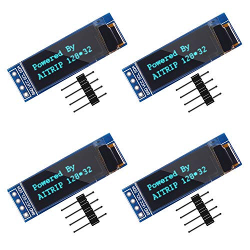AITRIP 4pcs I2C OLED Display Module 0.91 Inch I2C SSD1306 OLED Display Module White I2C OLED Screen Driver DC 3.3V~5V for Arduino -Blue- AITRIP 4pcs I2C OLED Display Module 0.91 Inch I2C SSD1306 OLED Display Module White I2C OLED Screen Driver DC 3.3V~5V for Arduino -Blue-