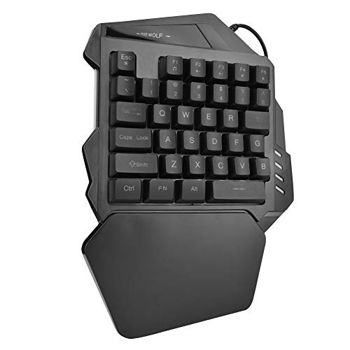 Diyeeni Single Hand Gaming Keyboard 35-Key USB Wired Keyboard with 5 Multi-Media Keys Mechanical Ergonomic Keyboard Led Backlit Mini Gaming Keypad