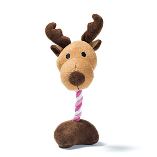 Durable Squeaky Dog Toy - Pet Plush Dog Toy - Tough and Durable Interactive Soft Animal Squeaky Tug Toy Brown