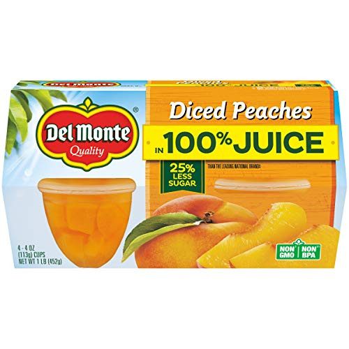 Del Monte Yellow Cling Peaches Fruit Snack Cups in 100 percent Juice 4-Ounce 4-Pack.