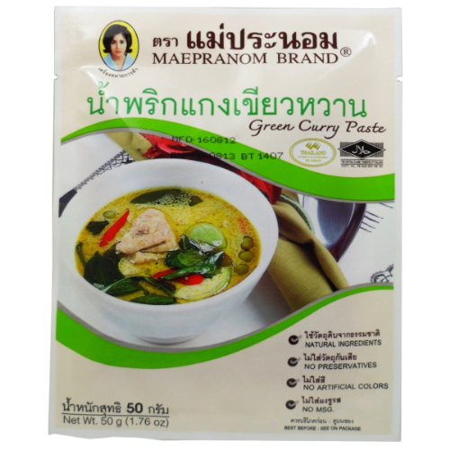 Green Curry Paste 50 G -1.76 Oz.- Thai Herbal Food X 4 Bags