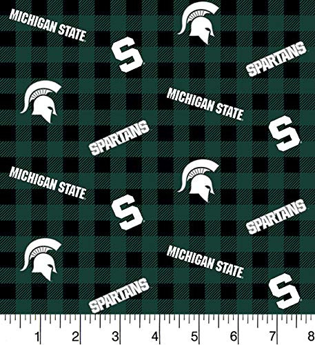 Michigan State University Cotton Fabric Buffalo Plaid Design-Newest Pattern-Sold by The Yard-SYKEL