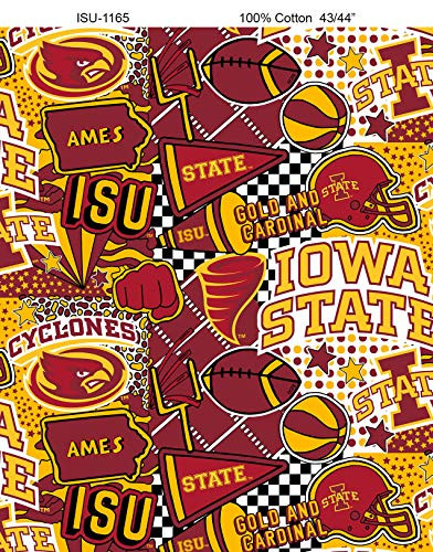 Iowa State University Graffiti Printed Cotton Fabric with POP Art-Newest Pattern-NCAA Cotton Fabric