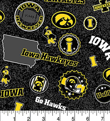 University of Iowa Cotton Fabric Home State Design-Newest Pattern-Sold by The Yard-SYKEL NCAA Cotton Fabric