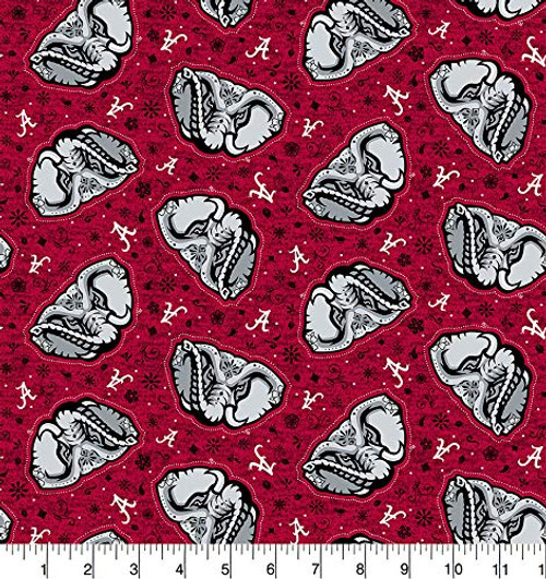 University of Alabama Cotton Fabric Sugar Skull Design-Newest Pattern-Alabama Crimson Tide Cotton Fabric University of Alabama Cotton Fabric Sugar Skull Design-Newest Pattern-Alabama Crimson Tide Cotton Fabric