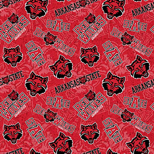 Arkansas State University Cotton Fabric with Tone on Tone Design-Sold by The Full Yard