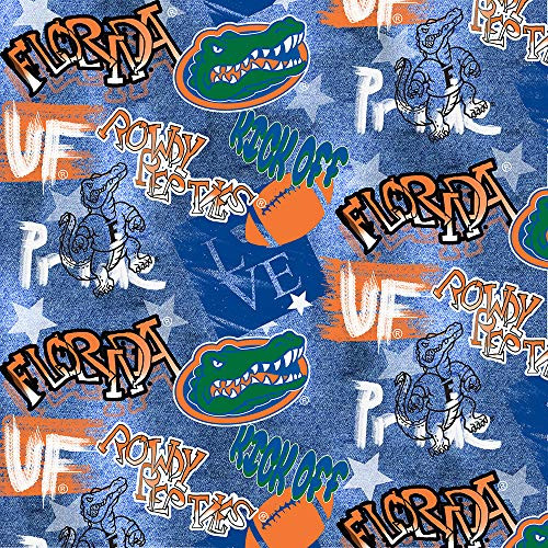 University of Florida Gators Cotton Fabric with Graffiti Print-Sold by The Full Yard