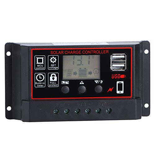 Solar Charge Controller 20A 12V 24V Solar Charge Controller Intelligent Solar Panel Battery Regulator LCD Display Paremeter Adjustable