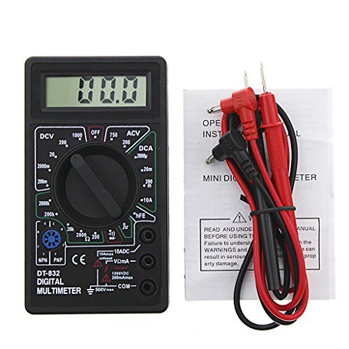 Qingchin Professional DT832 Digital Multimeter LCD DC AC Voltmeter Overload Protection on All Ranges Ammeter Ohm Tester Auto Polarity Display