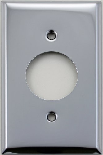 Polished Chrome Single 1 Gang Wall Plate - 1 One Single 3/8 inch Circle Opening -Round Electrical Outlet-