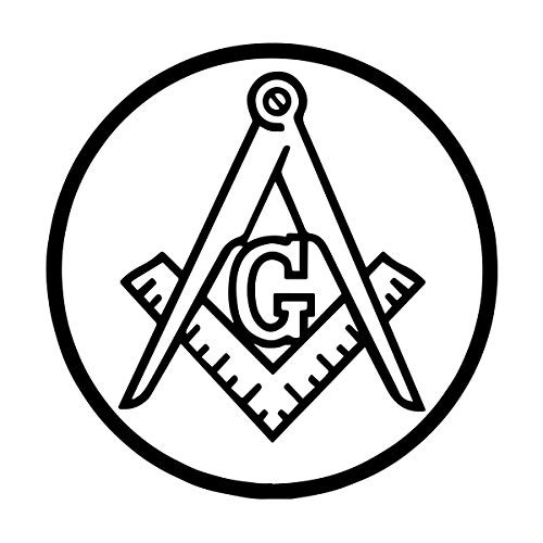 Circle Square  and  Compass Masonic Vinyl Decal - -Black--6 Inch-