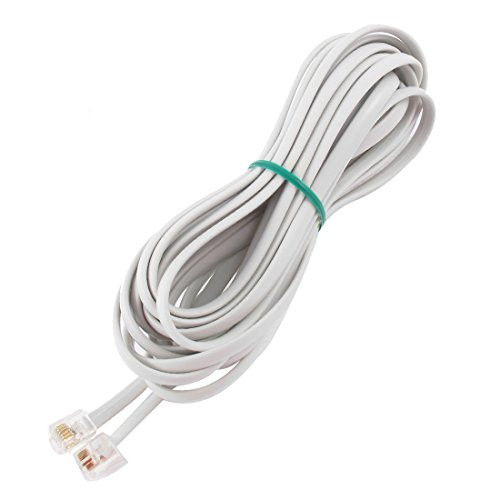 uxcell 6P6C RJ11 Telephone Extension Fax Modem Cable Line 16.4Ft Length White