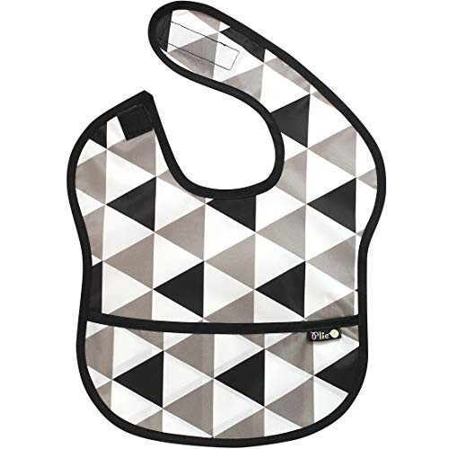 Plie Waterproof Super Bib/Baby Bib/Toddler Bib/Smock Washable Stain and Odor Resistant 6-24 Months - Black Triangle