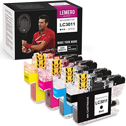 LemeroUexpect Compatible Ink Cartridge Replacement for Brother LC3011 LC-3011 LC3011BK LC3011C LC3011M LC3011Y for MFC-J491DW MFC-J497DW MFC-J690DW MFC-J895DW -Black Cyan Magenta Yellow4-Pack-