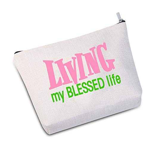 JXGZSO Pink and Green Living My Blessed Life Make Up Bag Graduation Gift For Sorority Sister -Living My Blessed Life-