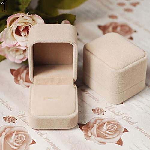 Oyov2L Flannel Jewelry Box Earring Ring Display Storage Organizer Square Lid Open Box Case Gift Beige Oyov2L Flannel Jewelry Box Earring Ring Display Storage Organizer Square Lid Open Box Case Gift Beige