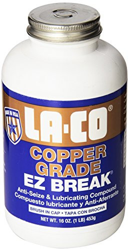 LA-CO EZ Break Copper Grade Antiseize Paste, 1800 Degree F Temperature, 16 oz Jar with Brush in Cap