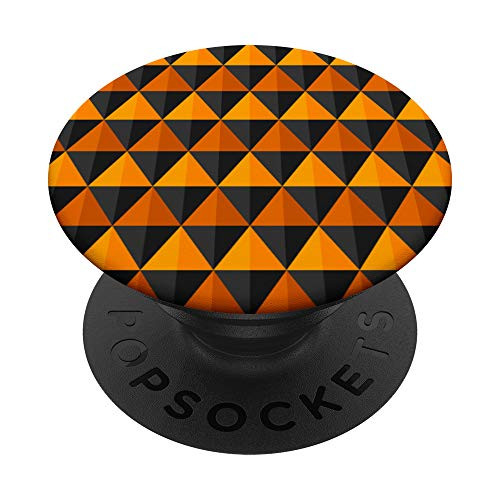 Orange Black Repeating Triangle Pattern Halloween Themed PopSockets Grip and Stand for Phones and Tablets
