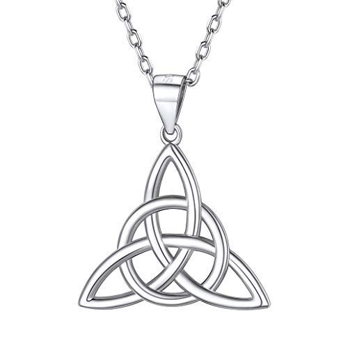 Sterling Silver Irish Celtic Knot Triquetra Trinity Triangle Pendant Necklaces for Women Girls Birthday Gift