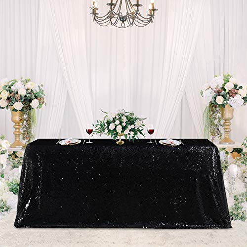 Sequin Tablecloth Black 50x80inch Sparkly Sequin Tablecloth Sequined Tablecloth Overlay Rectangle Sequin Curtains Party Supplies for Birthday Party Baby Shower