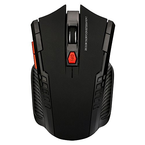 FEDULK 2.4Ghz Wireless Optical Gaming Comfortable Shape Mouse Mice and  USB Receiver for PC Laptop-Black-