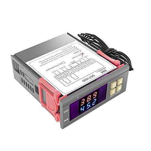 DC Temperature Controller Aideepen Digital DST1020 DC 12V-72V Dual Display Thermostat Temperature Controller with DS18B20 Waterproof Sensor 1M