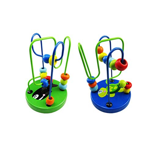 BESPORTBLE Bead Maze Toys for Toddlers First Bead Maze Roller Coaster Circle Toys Educational Abacus Beads Game for Kids 2 Pcs -Turtle Dolphin Style-