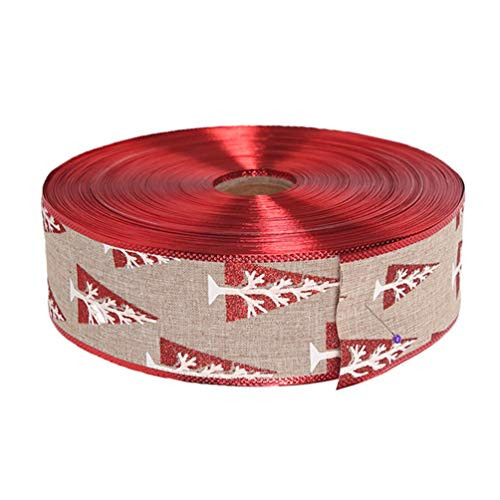Amosfun Christmas Ribbon Roll Pine Jute Burlap Ribbons Rustic DIY Craft Ribbon for Christmas Bows Wreaths Gift Wrapping Decoration