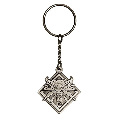 JINX The Witcher 3 White Wolf Medallion Metal Key Chain Metallic 1.75 inch Tall