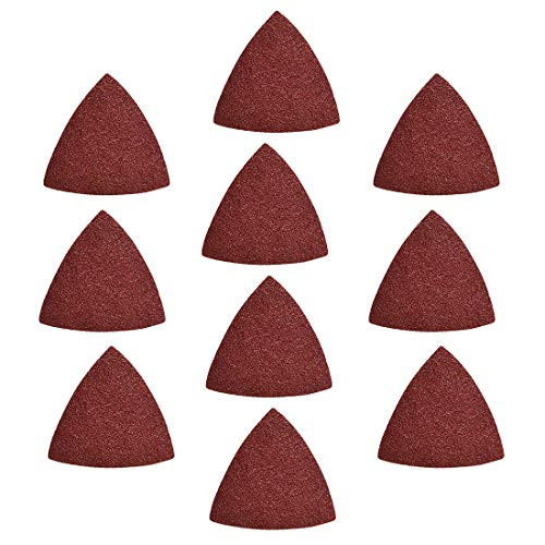 uxcell Detail Sander Sandpaper Triangular Sanding Paper Hook and Loop Sanding Pads Triangle Oscillating Multi Tool 60 Grits 10pcs