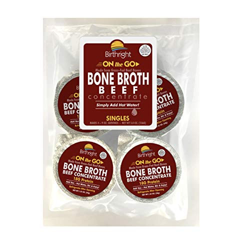 Grass Fed Beef Bone Broth Beef Broth with Keto Collagen Keto Protein Beef Bouillon Paleo Protein Beef Stock Concentrate Makes 42oz of Broth 6oz -170g-4-pack - Birthright