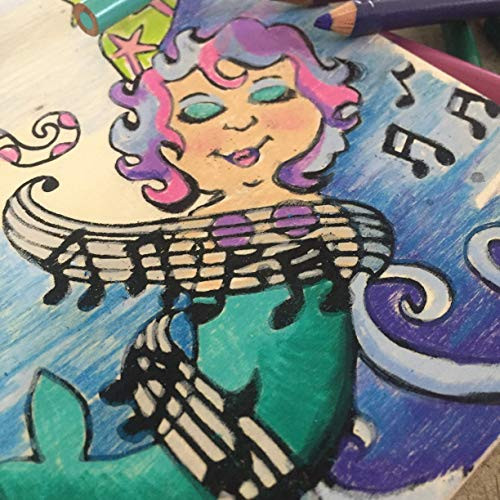 Mermaid Coloring Wooden Board Art Craft Project Gift for Girls -6x6 inch Birthday Party Creative Idea