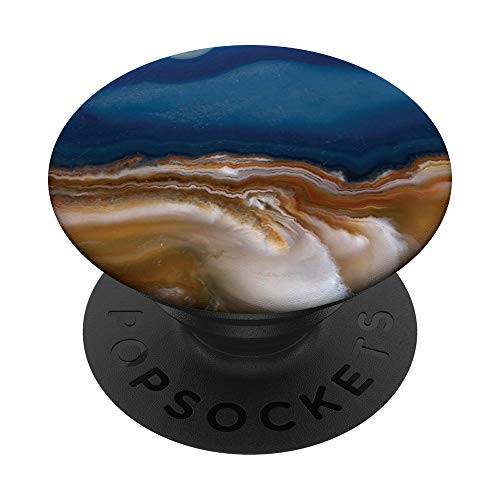 Blue Agate Geode Blue Brown White Mineral Slice Agate PopSockets PopGrip Swappable Grip for Phones  and  Tablets