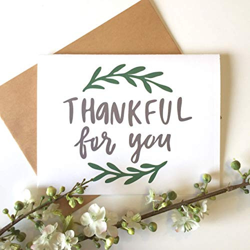 Thankful for You Cards - Thankful Greeting Card -Set of Four Cards with Kraft Brown Envelope