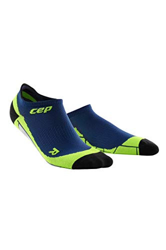 Mens No Show Compression Running Socks - CEP -Deep Ocean/Green- 3