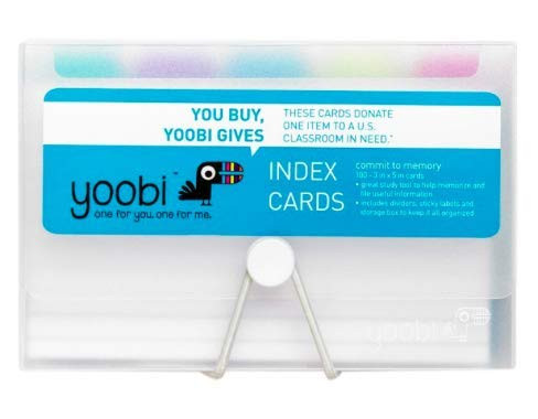 Yoobi Index Cards in Plastic Box with Dividers
