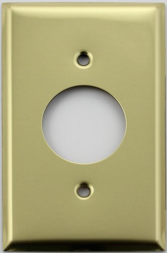 Stamped Polished Brass 1 Single Gang Wall Plate - 1 3/8 inch Circle Opening -Single Round Electrical Outlet-