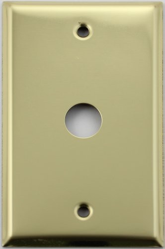 Stamped Polished Brass 1 Single Gang Wall Plate - 5/8 inch Circle Opening