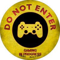 Smart Blonde Do Not Enter Playstation Gaming in Progress Novelty Metal Mini Circle Magnet CM-813