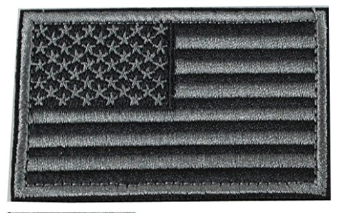 Backwoods Barnaby USA Morale American Flag Patch with Hook  and  Loop -2 inch x 3 inch- -Stealth-