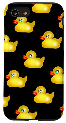 iPhone SE -2020- / 7 / 8 Yellow Rubber Ducky Duckie Pattern Black Graphic Case