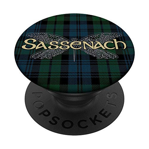 Sassenach Dragonfly Outlander - Tartan Plaid Green PopSockets PopGrip Swappable Grip for Phones  and  Tablets