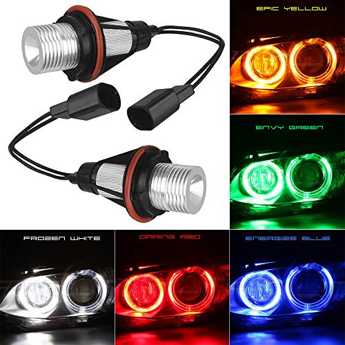 ePathChina 2pcs Error Free LED Angel Eyes Marker Lights Bulbs Fit for BMW E39 E53 E60 E61 E63 E64 E65 E66 E87 525i 530i xi 545i M5 -Yellow-