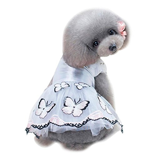 OOEOO Small Puppy Dress Pet Apparel Butterfly Pearl Shirt Dog Cat Costume Summer Skirt -Pink XS- OOEOO Small Puppy Dress Pet Apparel Butterfly Pearl Shirt Dog Cat Costume Summer Skirt -Pink XS-
